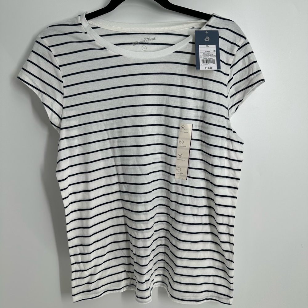 Striped White and Black Women's Top